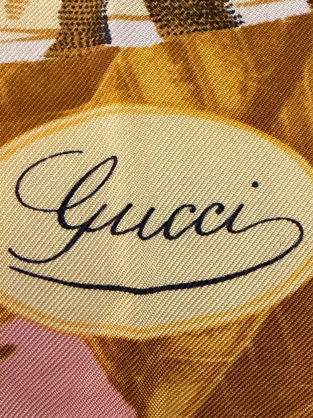 Gucci Vintage Butterfly & Autumn Leaves 100% Silk Scarf